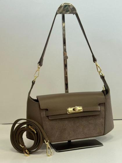 MONDO BORSE - Suede bag with dollar leather