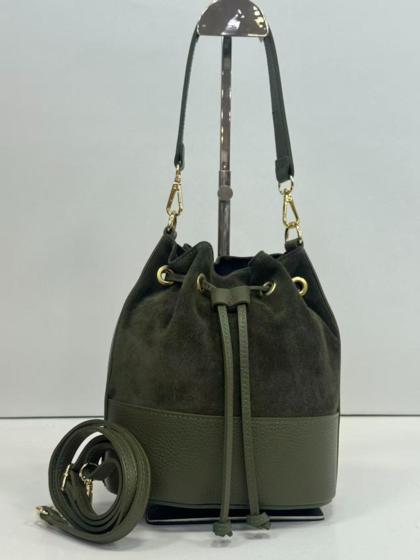 MONDO BORSE - Suede bucket bag with dollar handle